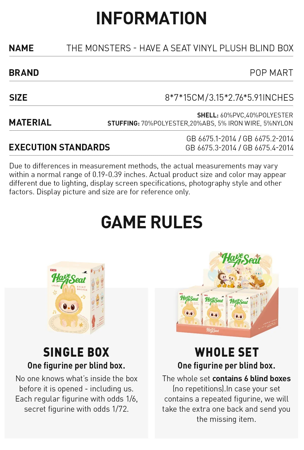 POP MART Labubu THE MONSTERS - Have a Seat Vinyl Plush Blind Box